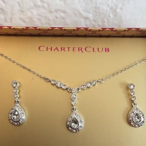 Charter Club Crystal Earrings and Necklace Set